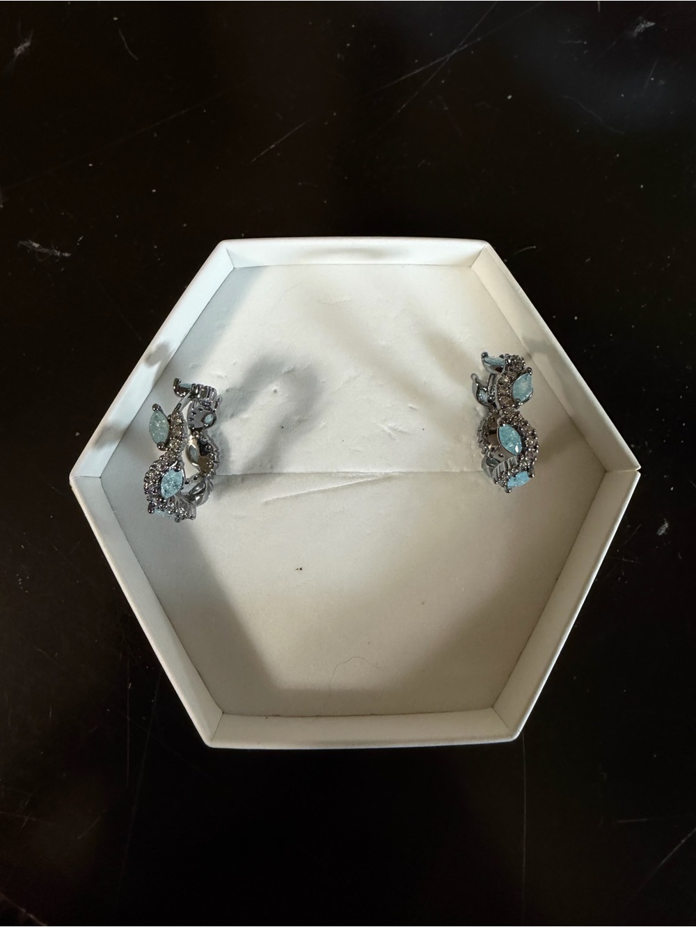 Aqua Blue Ice Crystal on Hematite